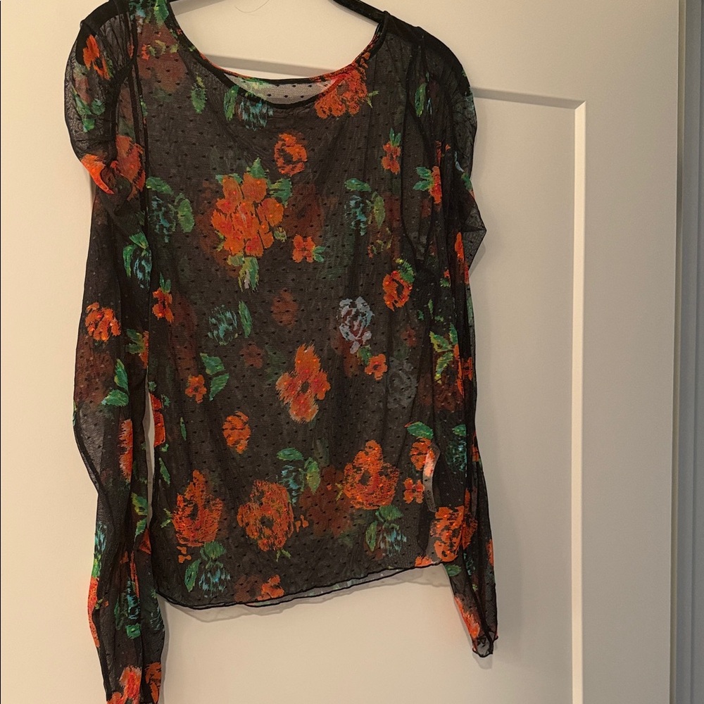 NWT Free people floral mesh top
